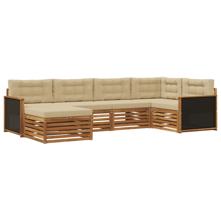 Udendørs sofagruppe med pude 6 pcs Naturlig og Beige