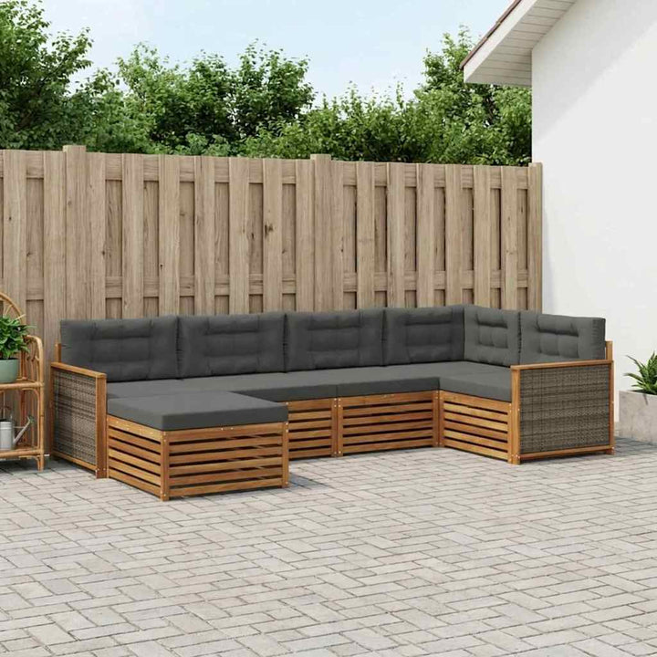 Udendørs sofagruppe med pude 6 pcs Naturlig og Antracit