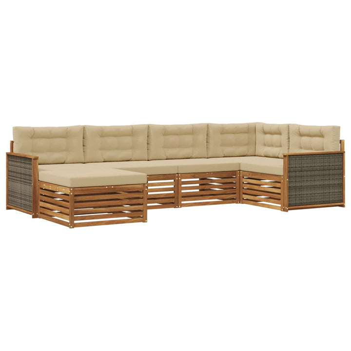 Udendørs sofagruppe med pude 6 pcs Naturlig og Beige