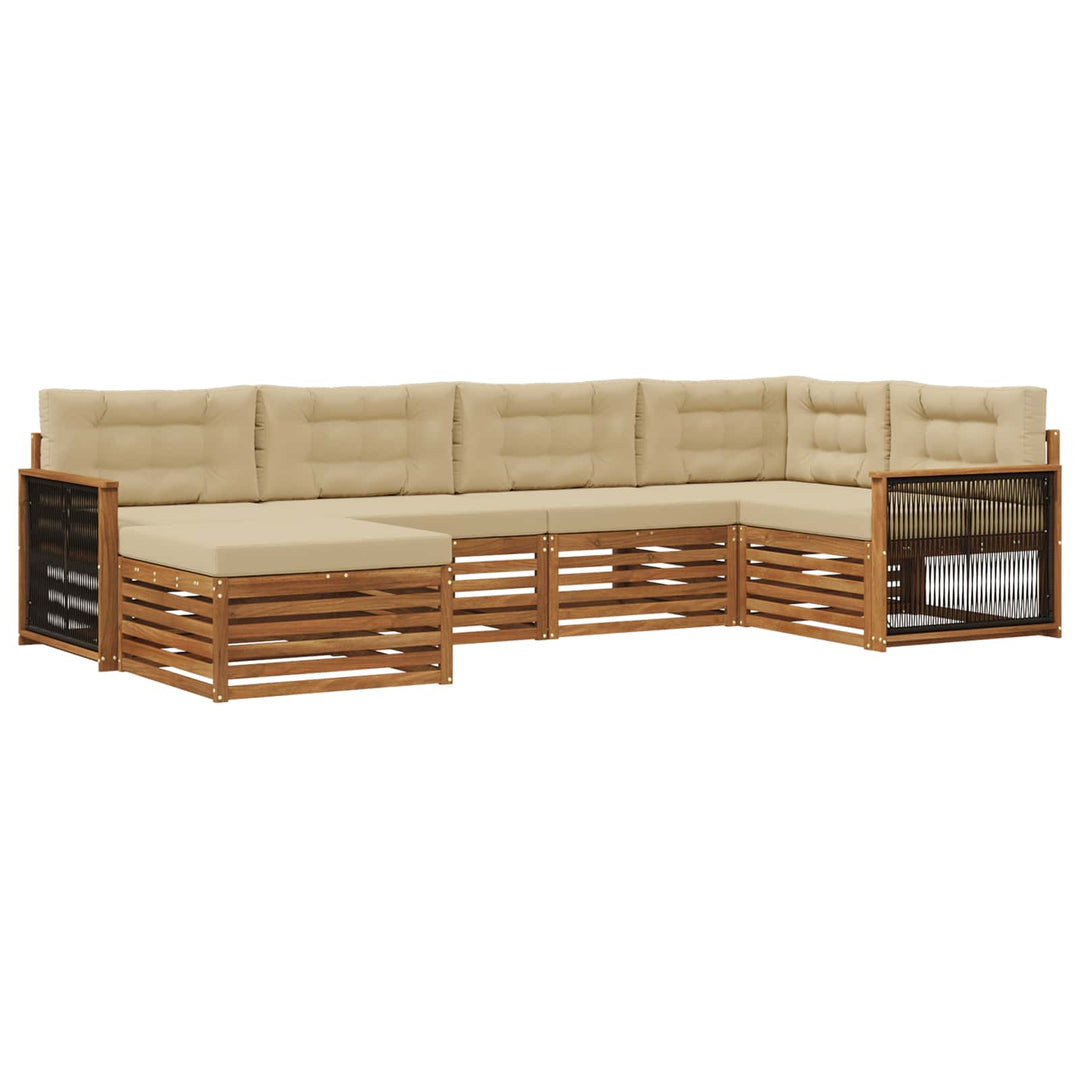 Udendørs sofagruppe med pude 6 pcs Naturlig og Beige