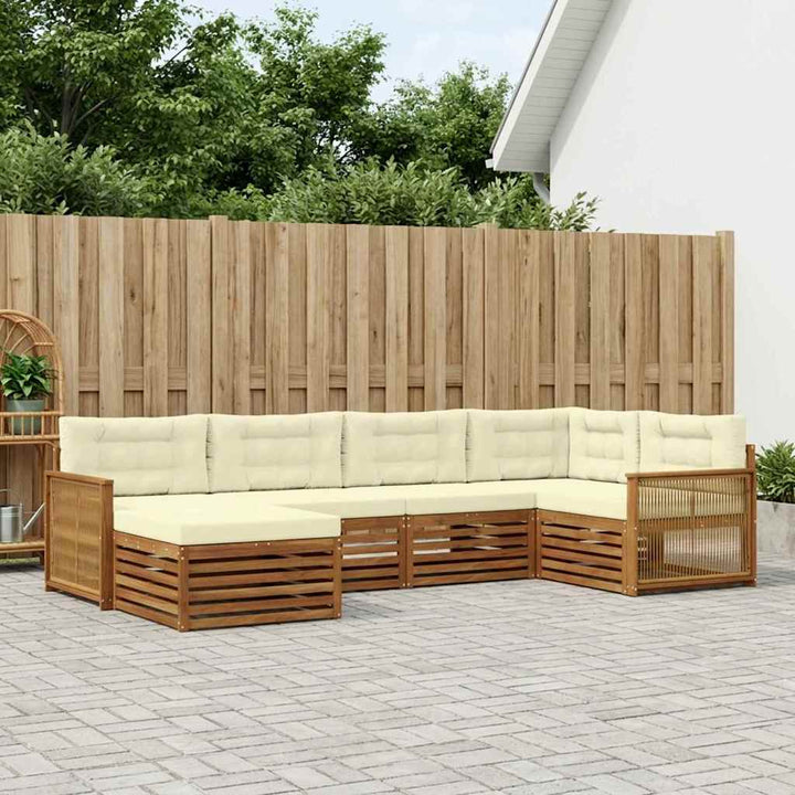 Udendørs sofagruppe med pude 6 pcs Naturlig og Fløde