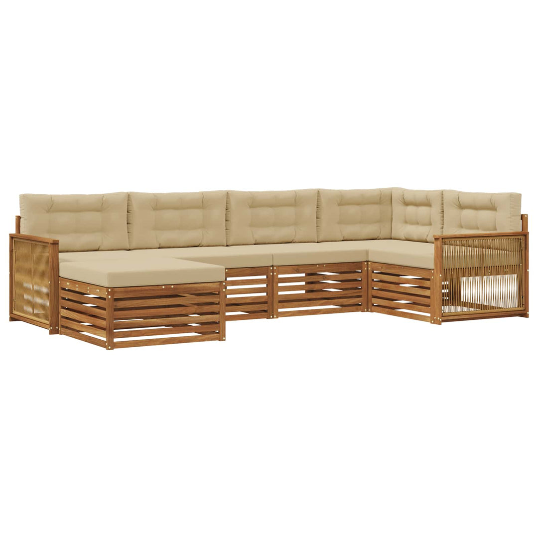 Udendørs sofagruppe med pude 6 pcs Naturlig og Beige