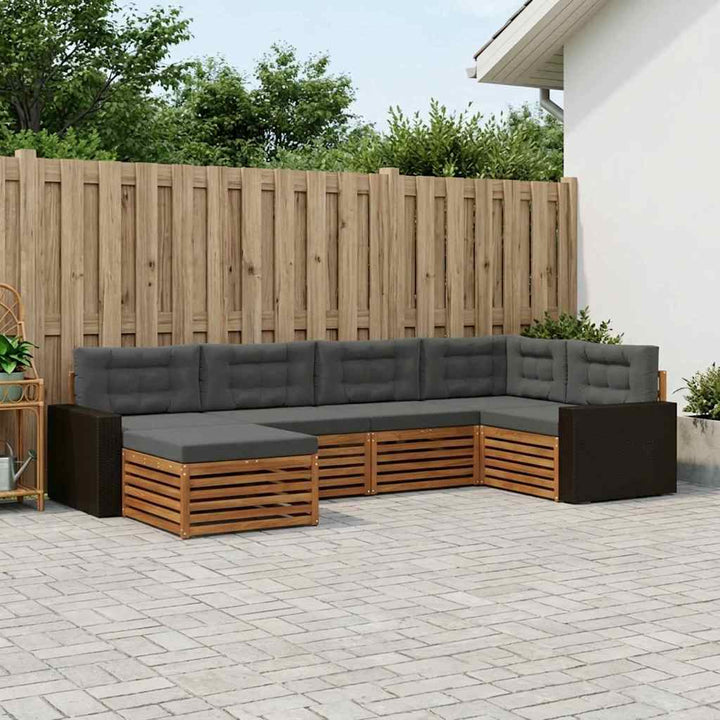 Udendørs sofagruppe med pude 6 pcs Naturlig og Antracit