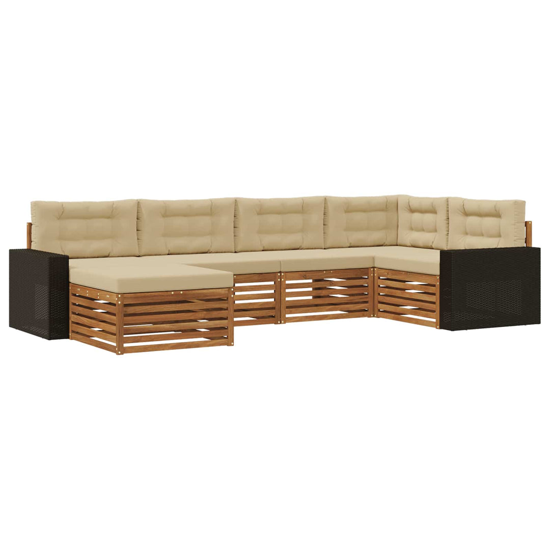 Udendørs sofagruppe med pude 6 pcs Naturlig og Beige
