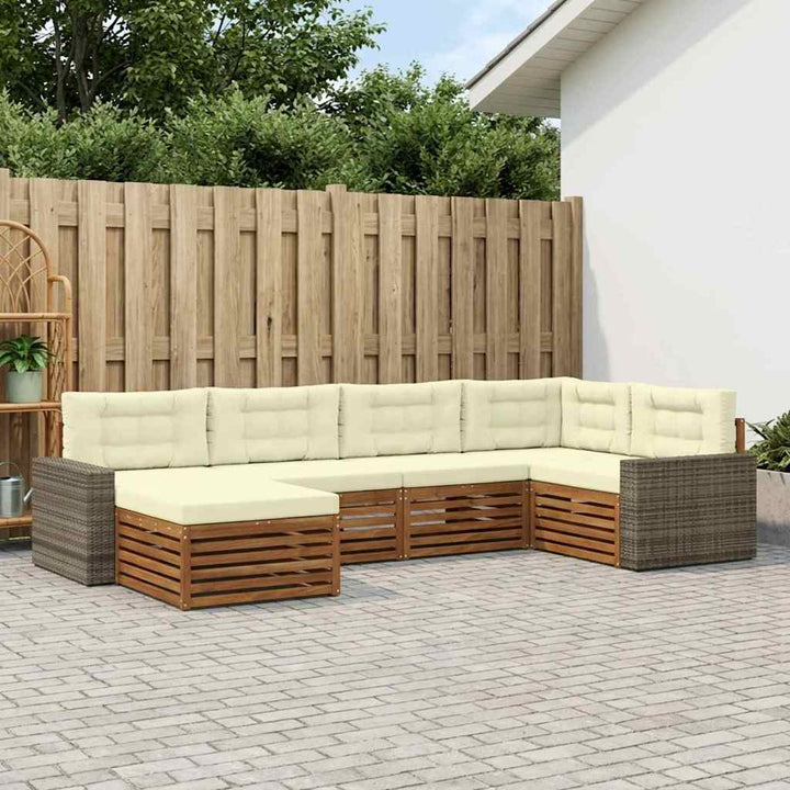 Udendørs sofagruppe med pude 6 pcs Naturlig og Fløde