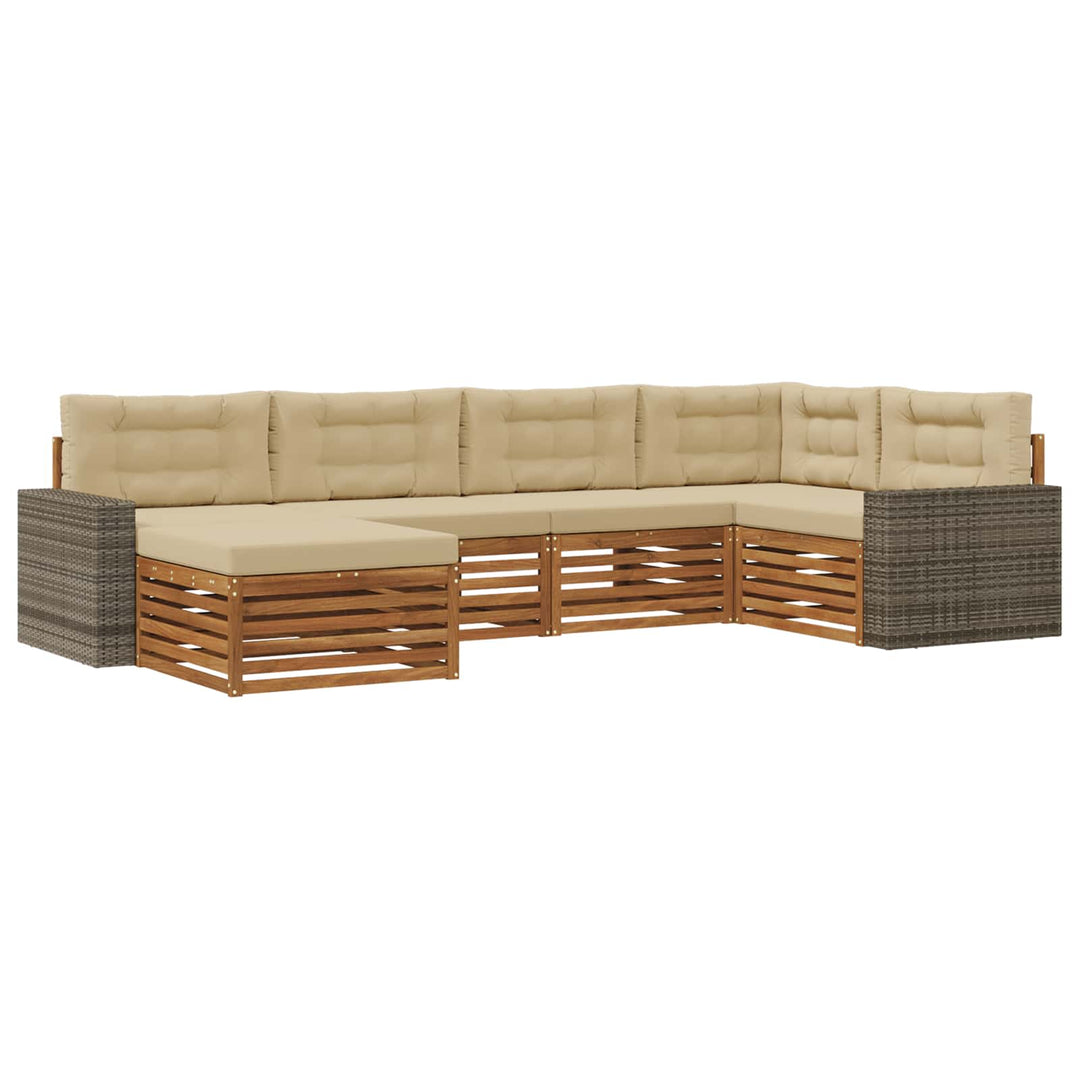 Udendørs sofagruppe med pude 6 pcs Naturlig og Beige