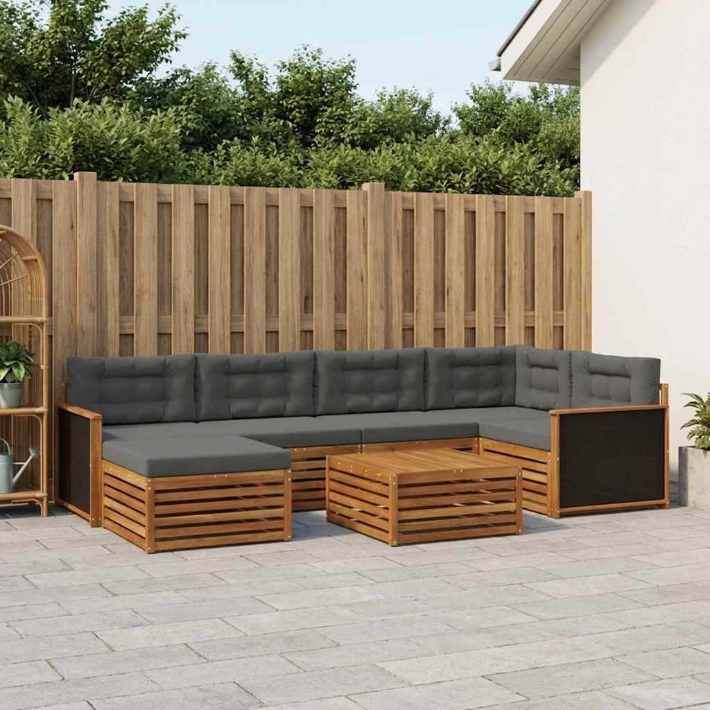 Udendørs sofagruppe med pude 7 pcs Naturlig og Antracit