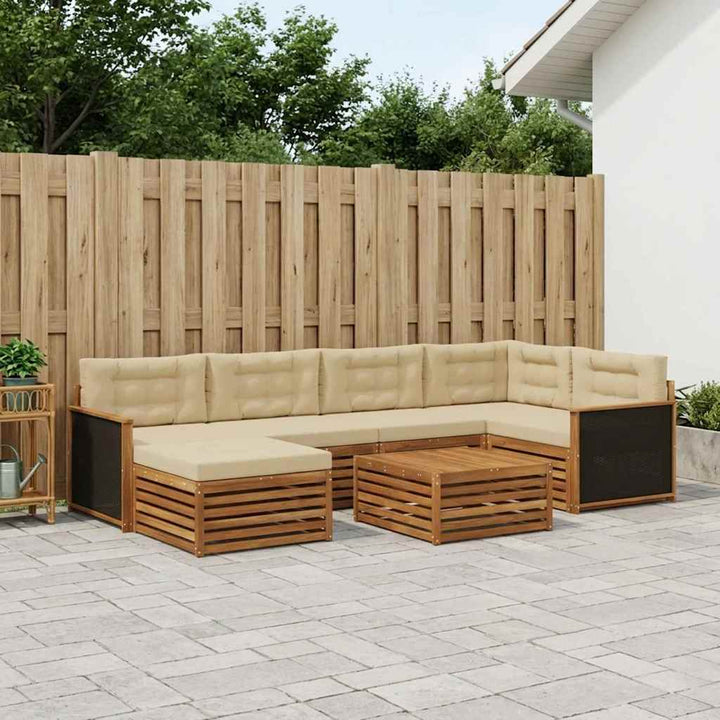 Udendørs sofagruppe med pude 7 pcs Naturlig og Beige