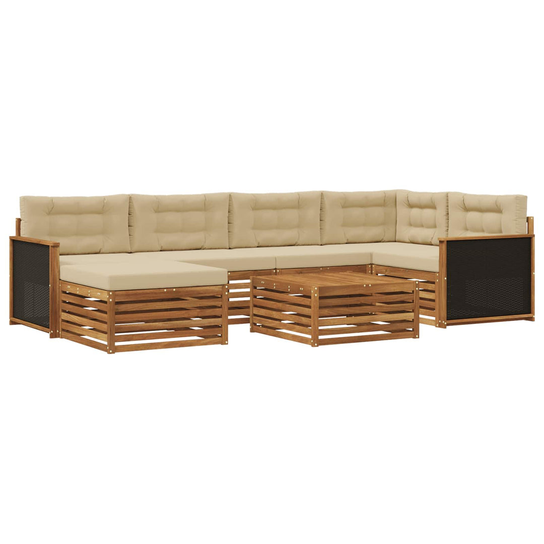 Udendørs sofagruppe med pude 7 pcs Naturlig og Beige