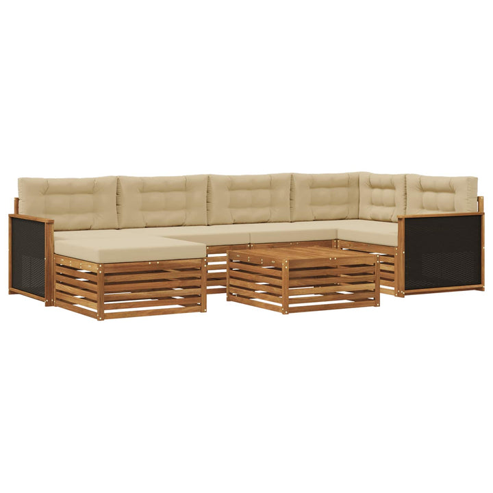 Udendørs sofagruppe med pude 7 pcs Naturlig og Beige