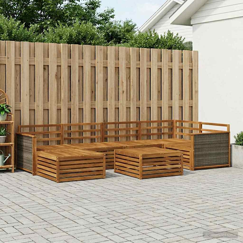 Udendørs sofagruppe 7 pcs Naturfarvet