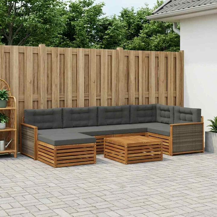 Udendørs sofagruppe med pude 7 pcs Naturlig og Antracit