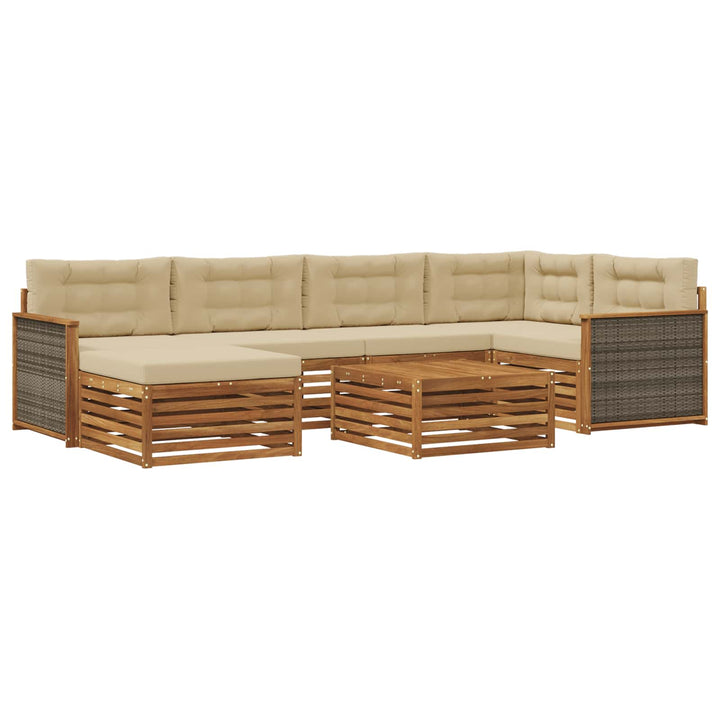 Udendørs sofagruppe med pude 7 pcs Naturlig og Beige