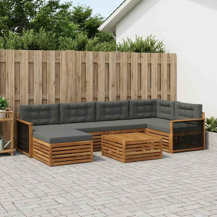Udendørs sofagruppe med pude 7 pcs Naturlig og Antracit