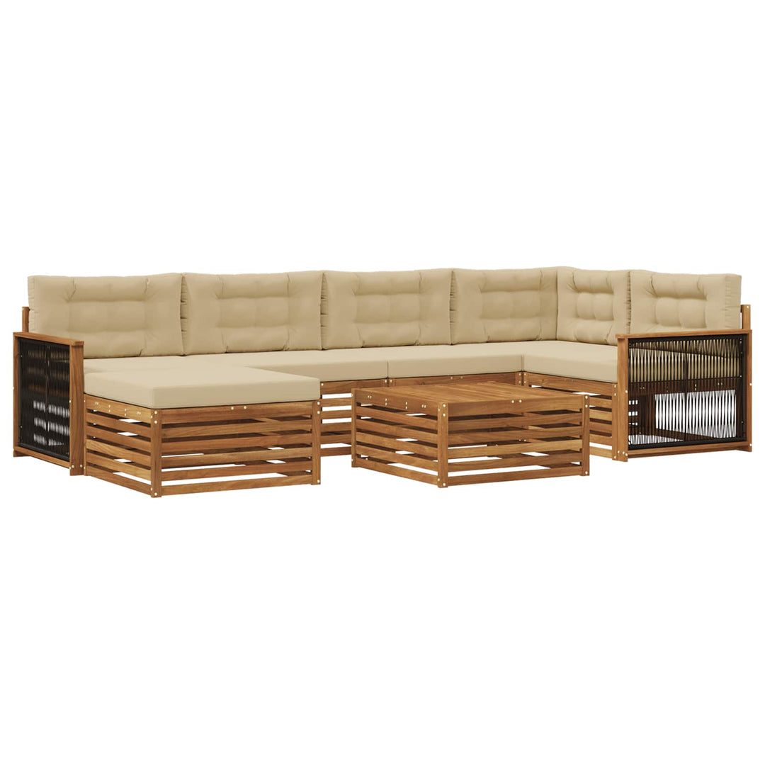 Udendørs sofagruppe med pude 7 pcs Naturlig og Beige