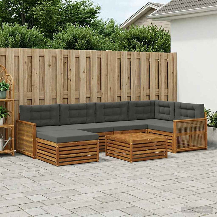 Udendørs sofagruppe med pude 7 pcs Naturlig og Antracit