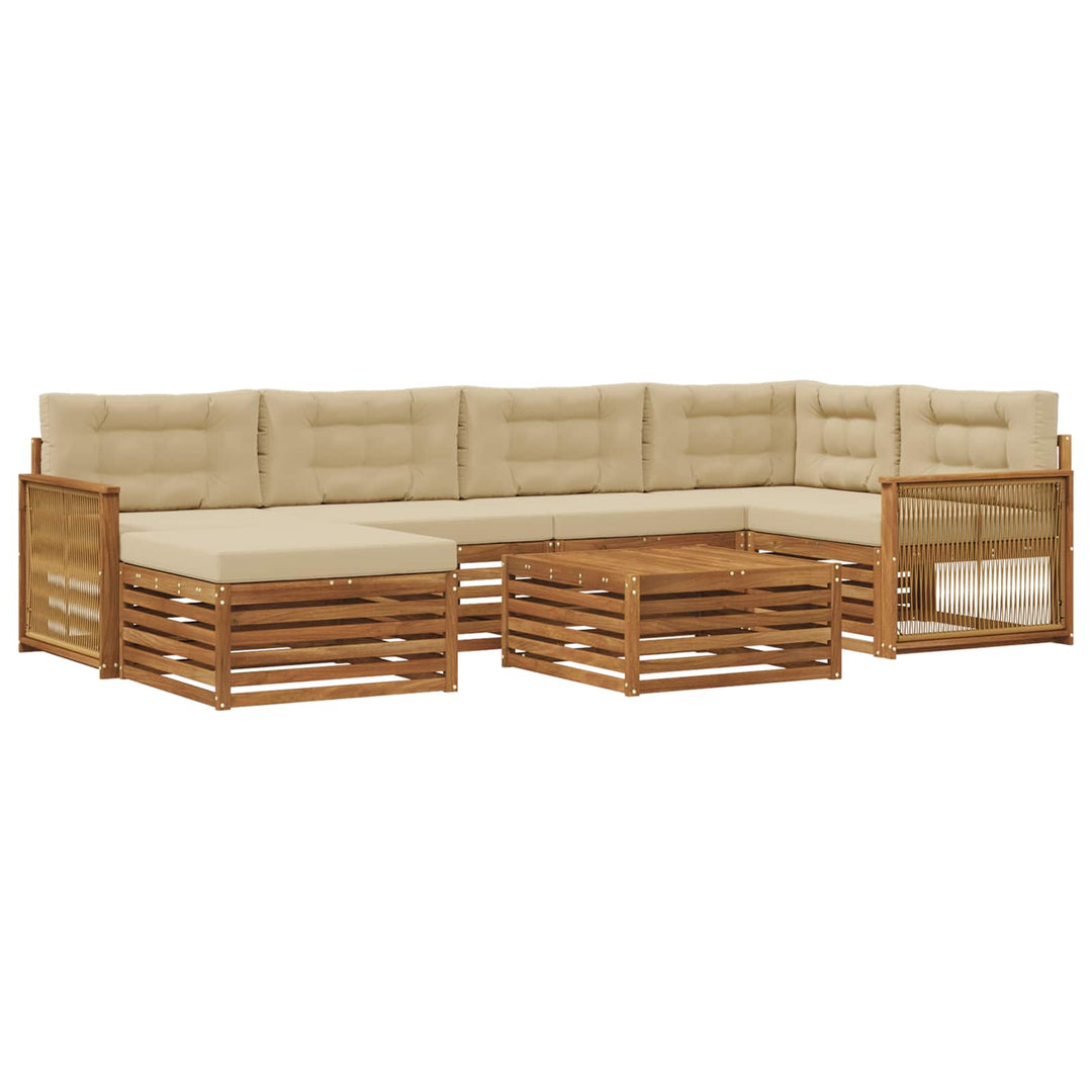 Udendørs sofagruppe med pude 7 pcs Naturlig og Beige