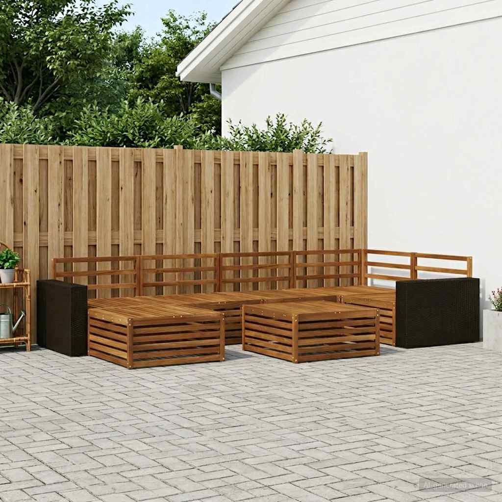 Udendørs sofagruppe 7 pcs Naturfarvet