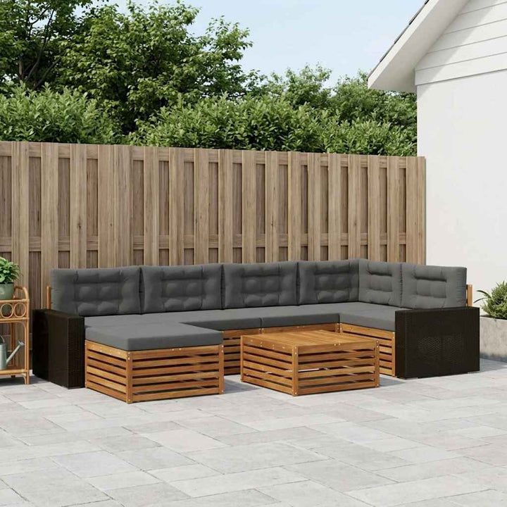Udendørs sofagruppe med pude 7 pcs Naturlig og Antracit