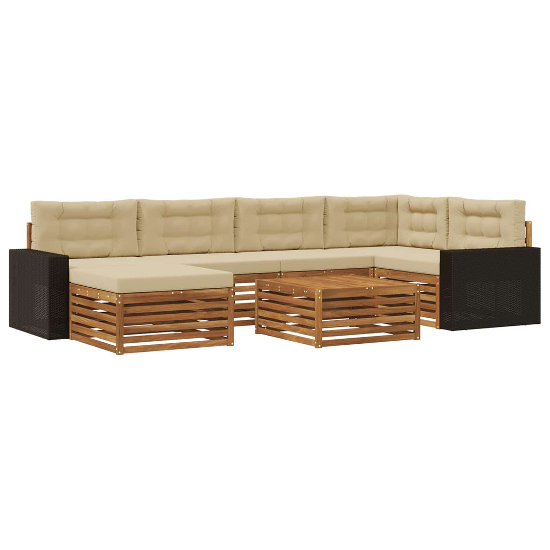 Udendørs sofagruppe med pude 7 pcs Naturlig og Beige