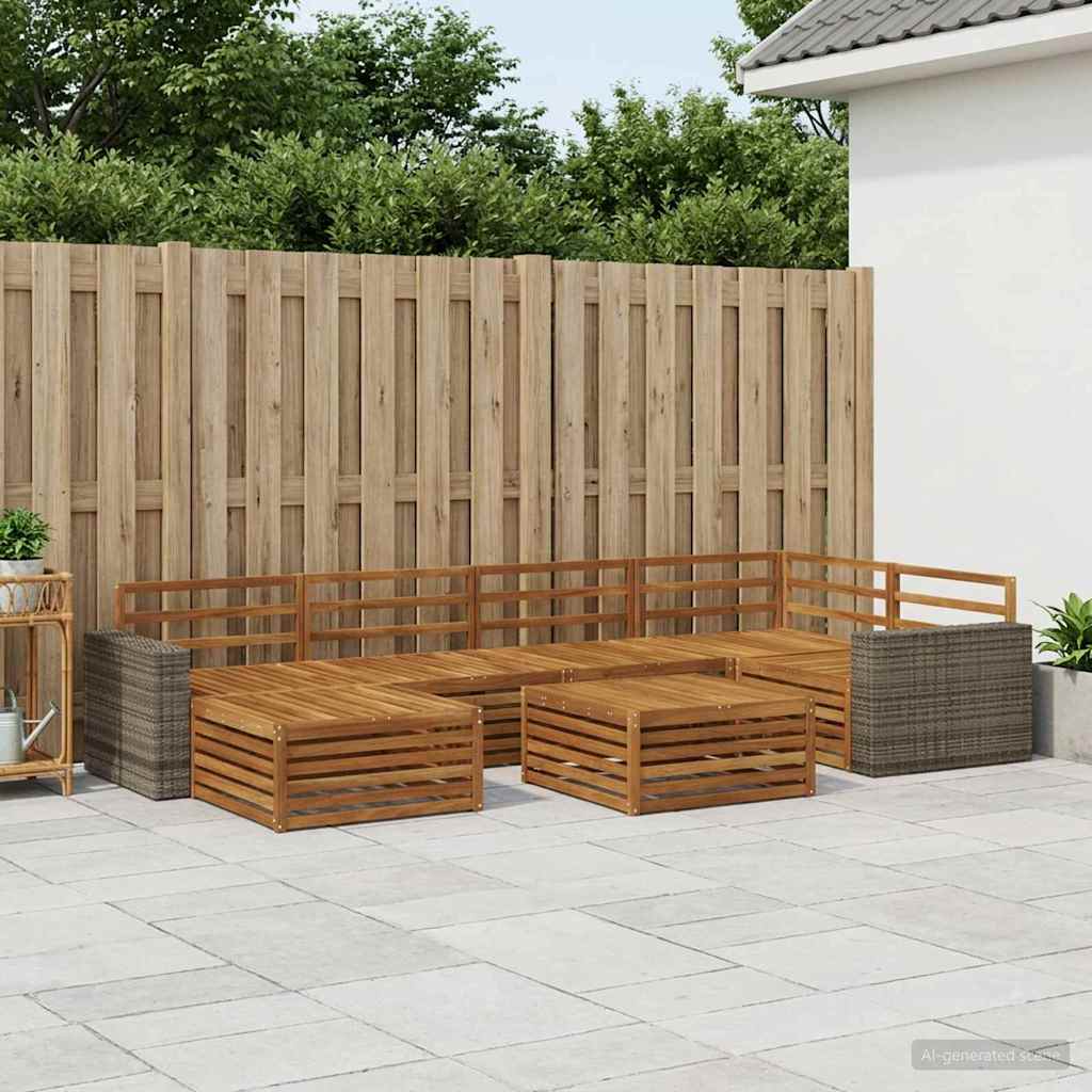 Udendørs sofagruppe 7 pcs Naturfarvet