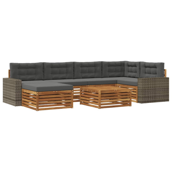 Udendørs sofagruppe med pude 7 pcs Naturlig og Antracit