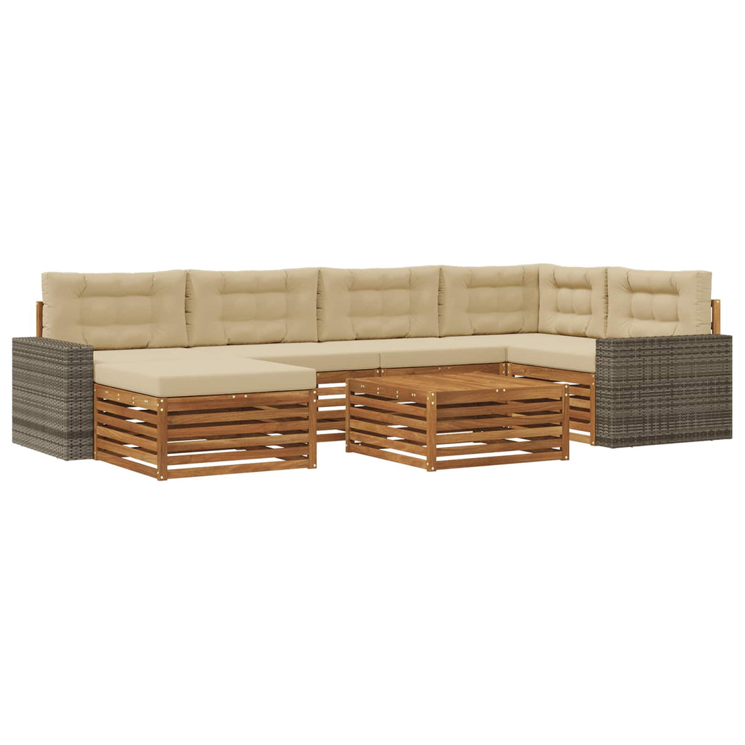 Udendørs sofagruppe med pude 7 pcs Naturlig og Beige