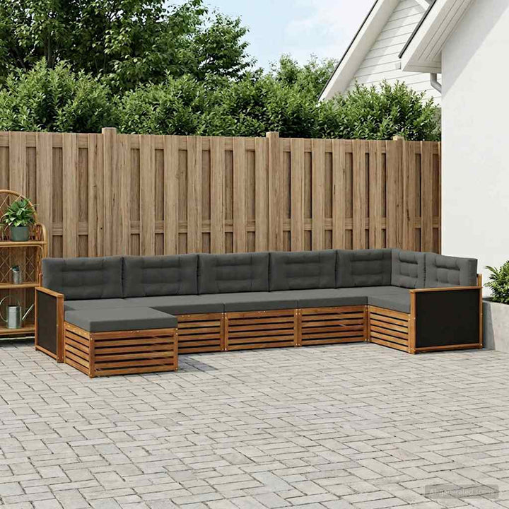 Udendørs sofagruppe med pude 7 pcs Naturlig og Antracit