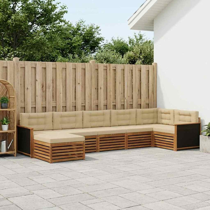 Udendørs sofagruppe med pude 7 pcs Naturlig og Beige