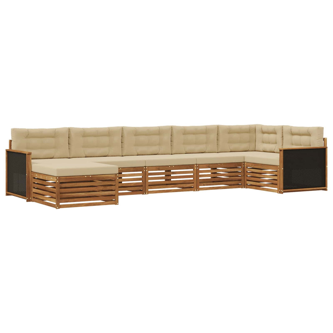 Udendørs sofagruppe med pude 7 pcs Naturlig og Beige