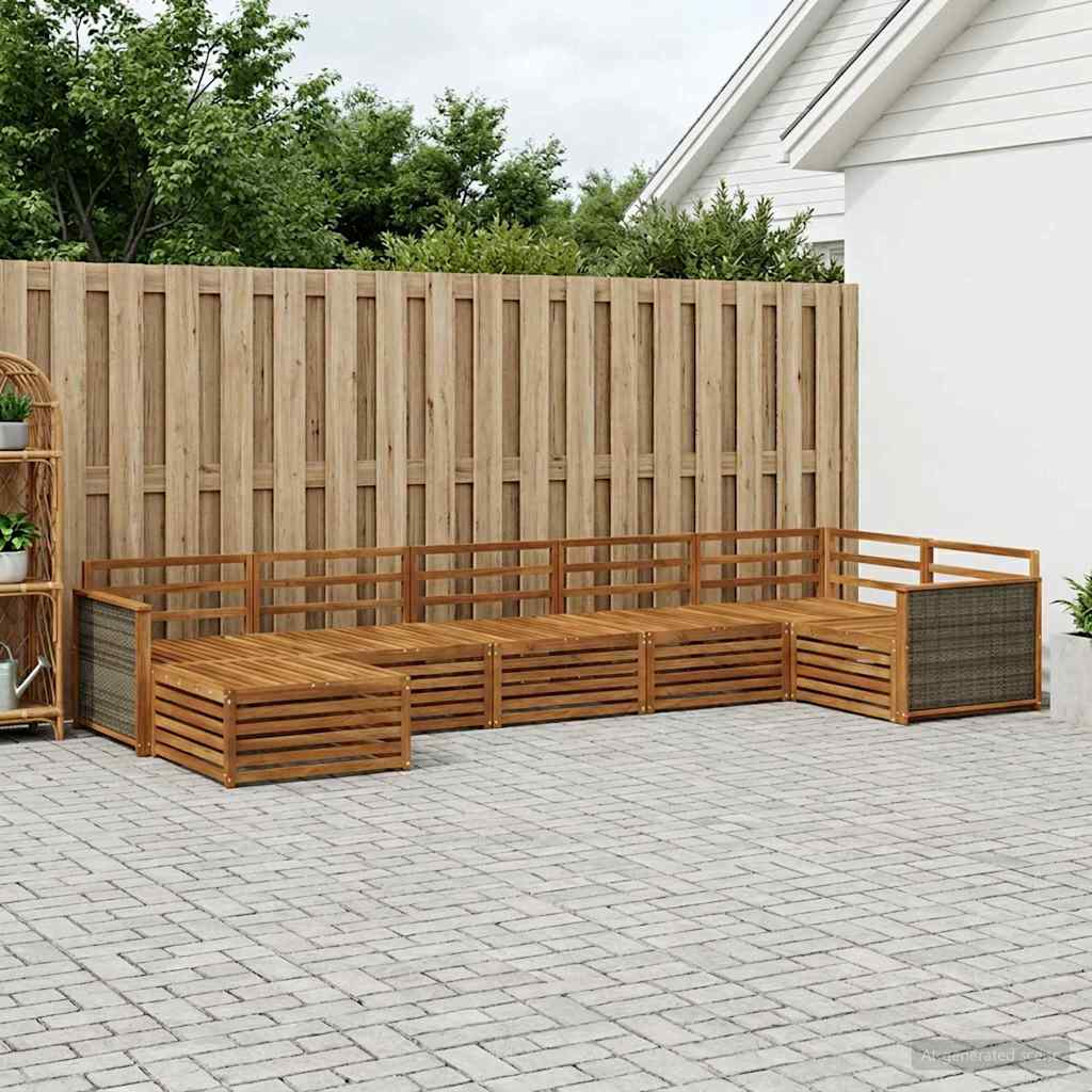 Udendørs sofagruppe 7 pcs Naturfarvet