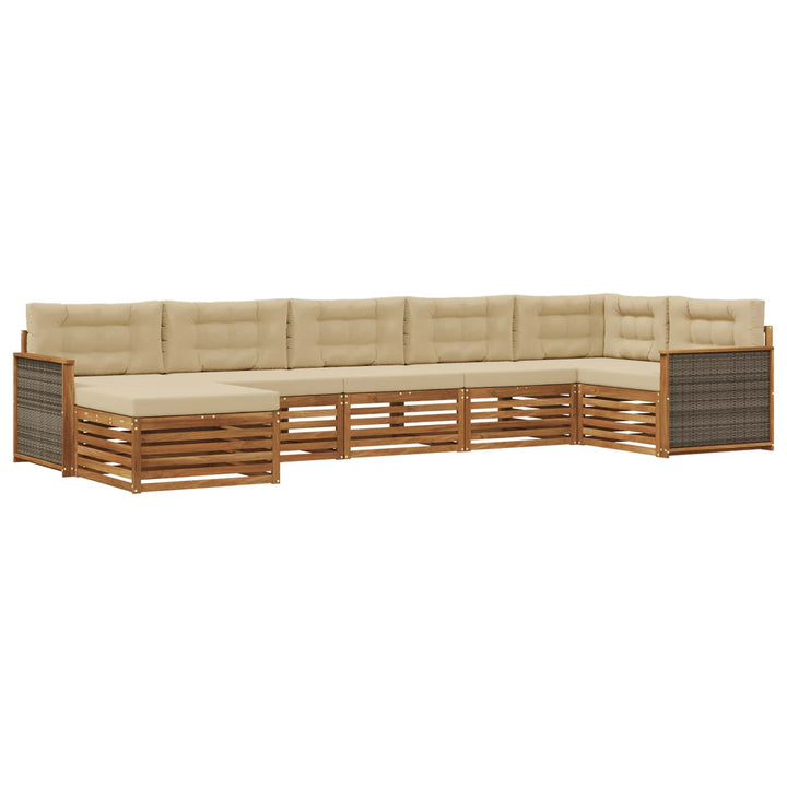 Udendørs sofagruppe med pude 7 pcs Naturlig og Beige