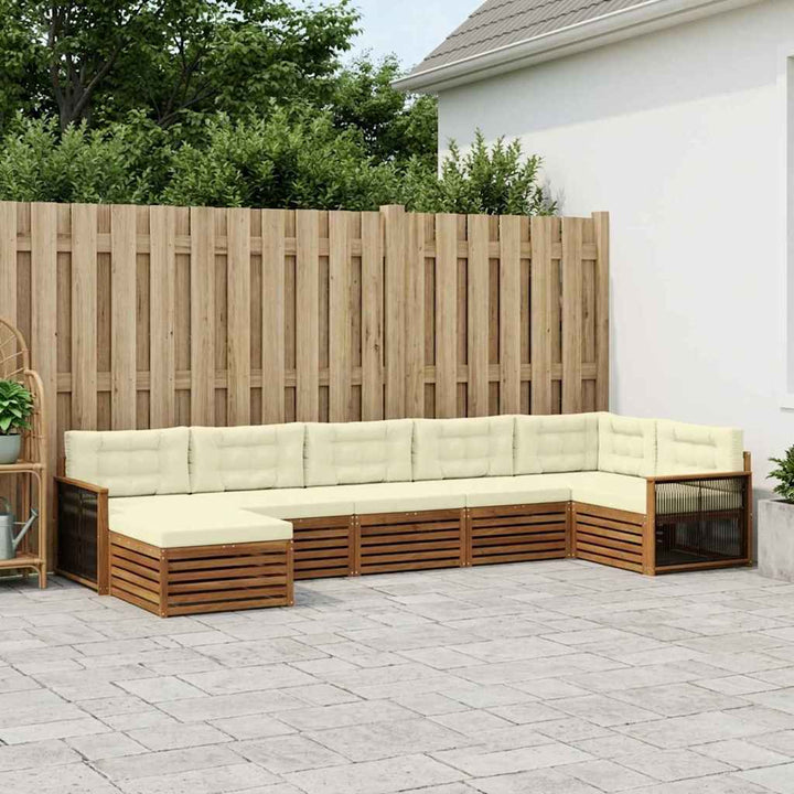 Udendørs sofagruppe med pude 7 pcs Naturlig og Fløde