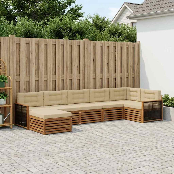 Udendørs sofagruppe med pude 7 pcs Naturlig og Beige