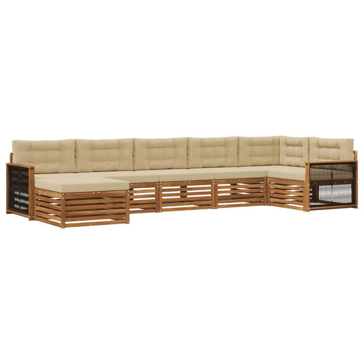 Udendørs sofagruppe med pude 7 pcs Naturlig og Beige