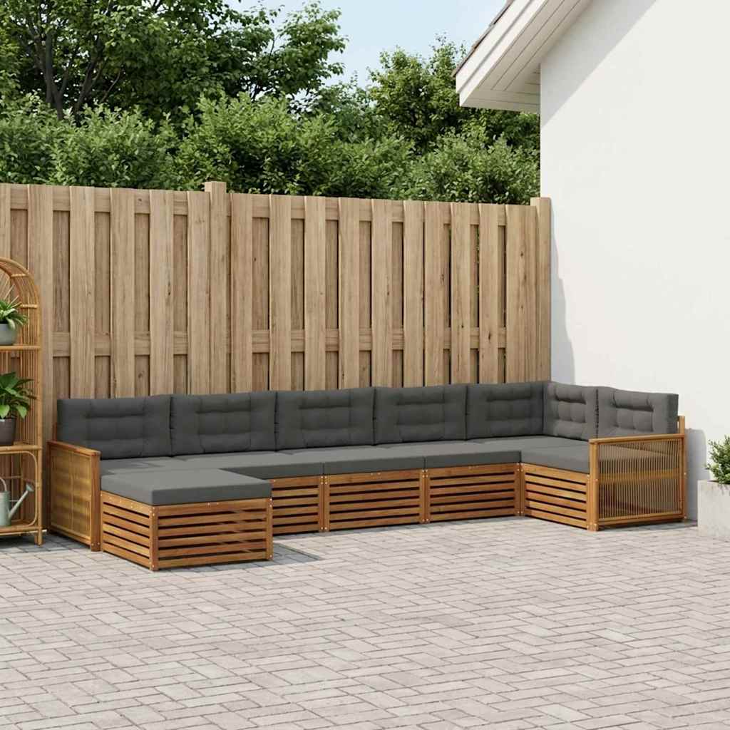 Udendørs sofagruppe med pude 7 pcs Naturlig og Antracit