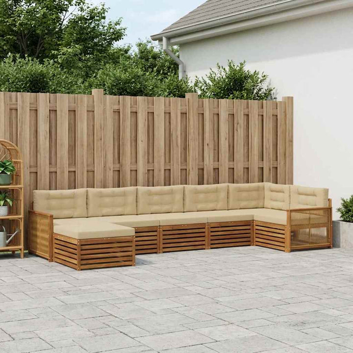Udendørs sofagruppe med pude 7 pcs Naturlig og Beige