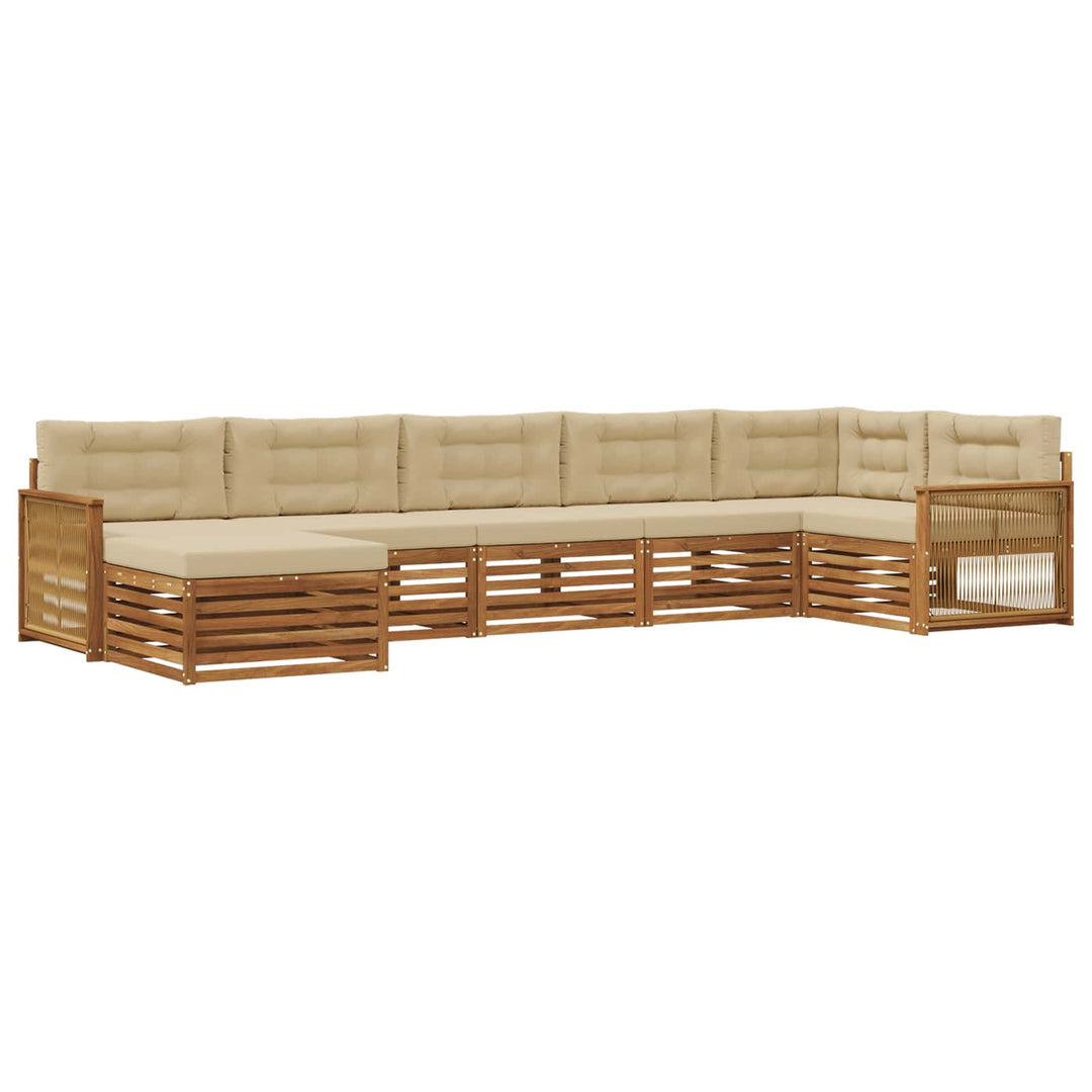 Udendørs sofagruppe med pude 7 pcs Naturlig og Beige