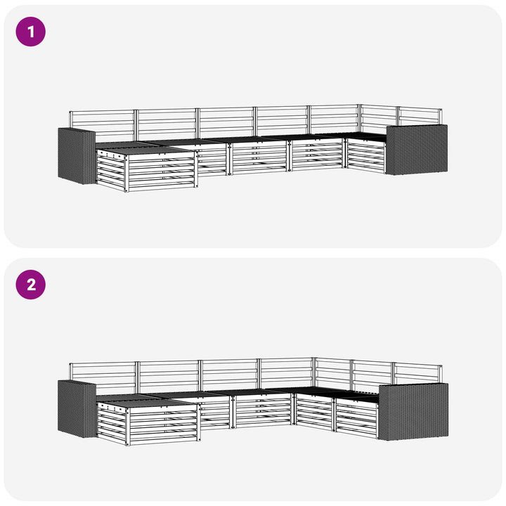 Udendørs sofagruppe 7 pcs Naturfarvet