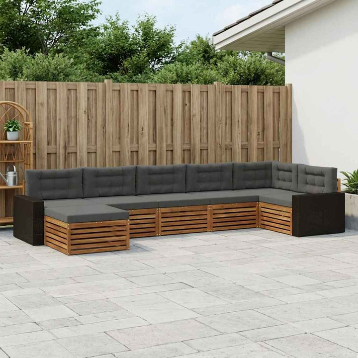 Udendørs sofagruppe med pude 7 pcs Naturlig og Antracit