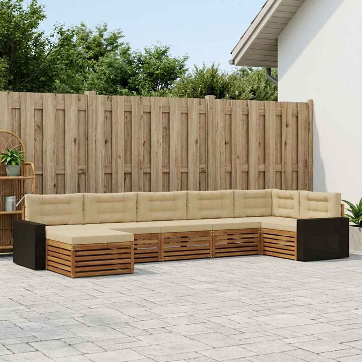 Udendørs sofagruppe med pude 7 pcs Naturlig og Beige