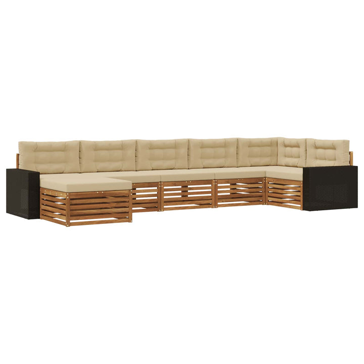 Udendørs sofagruppe med pude 7 pcs Naturlig og Beige
