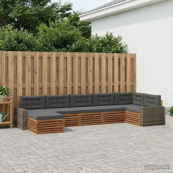 Udendørs sofagruppe med pude 7 pcs Naturlig og Antracit
