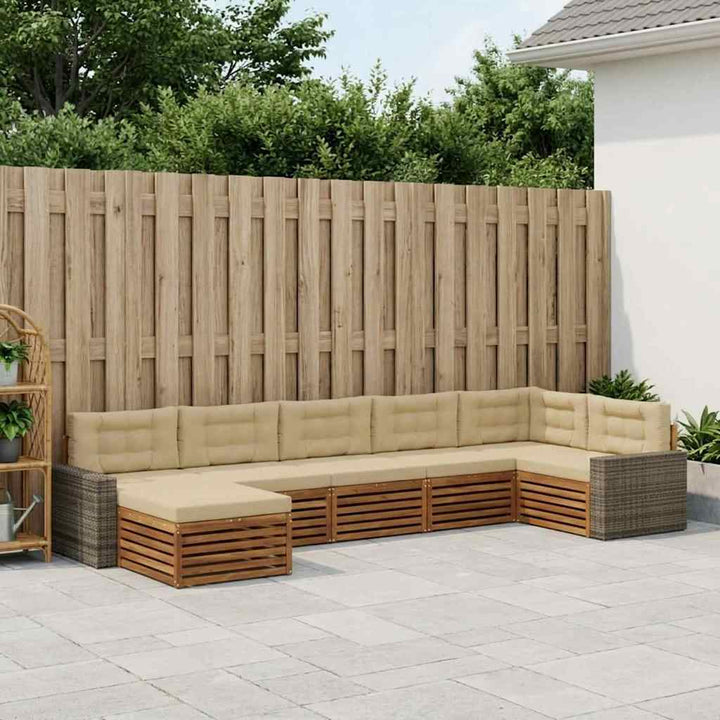 Udendørs sofagruppe med pude 7 pcs Naturlig og Beige