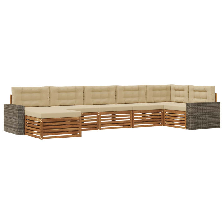 Udendørs sofagruppe med pude 7 pcs Naturlig og Beige