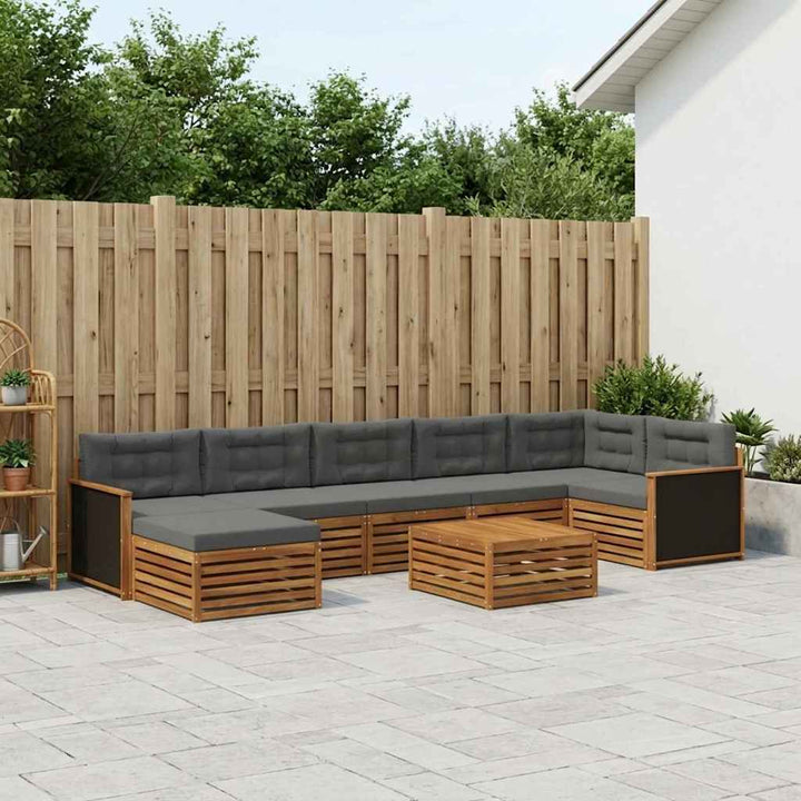 Udendørs sofagruppe med pude 8 pcs Naturlig og Antracit