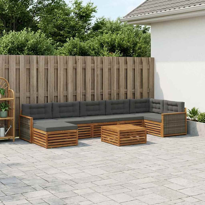 Udendørs sofagruppe med pude 8 pcs Naturlig og Antracit
