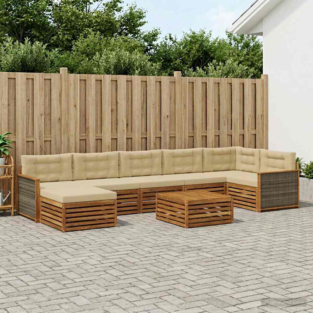 Udendørs sofagruppe 8 pcs Naturlig og Beige