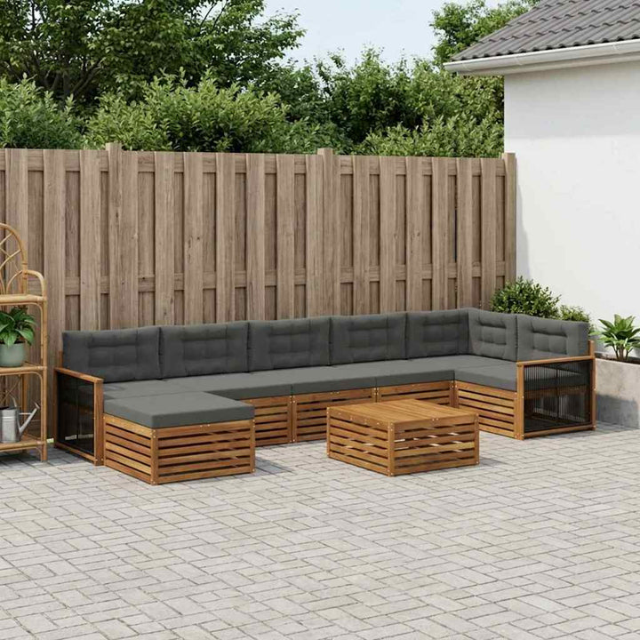 Udendørs sofagruppe med pude 8 pcs Naturlig og Antracit