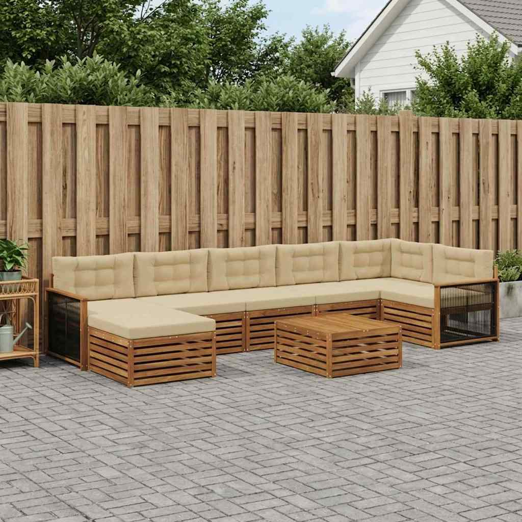 Udendørs sofagruppe med pude 8 pcs Naturlig og Beige